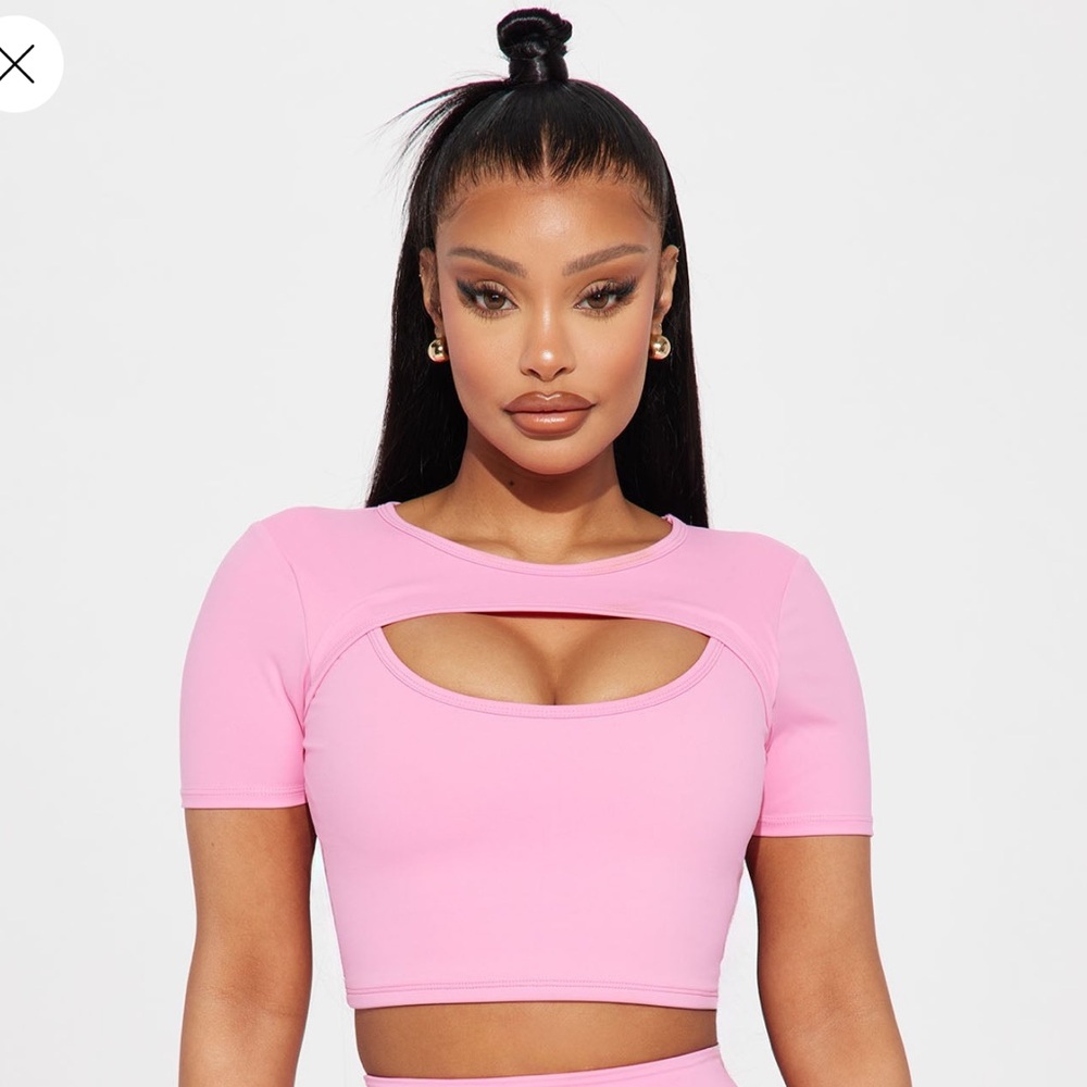Pink Sport Cutout Crop Top